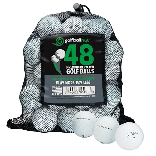 48 Golf Ball Mix for Titleist Pro V1 and Pro V1x - Recycled and Used ProV1 & ProV1x Golf Balls - Includes Mesh Carrying Bag