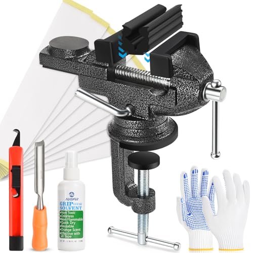 AugFir Golf Grip Kit for Regripping Golf Clubs, Portable Table Vise Rubber Clamp for Golf Grip Removal Tool with Solvent, Golf Club Regripping Kit