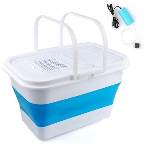 Hikary13L Fishing Bucket with Mini Oxygen Pump,Fish Transport Container,