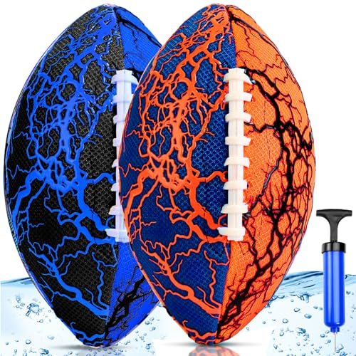 Jasonwell Pool Beach Water Football - 2Pack Strong Grip Waterproof Football for All-Weather Play Pool Toys Beach Games Outdoor Sports Toy Christmas Birthday Gifts for Kids Boys Teens Adults