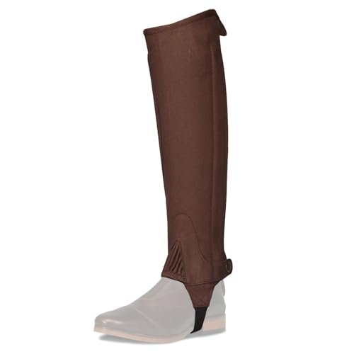 Ovation Women's Elite Amara Ribbed Half Chaps - Equestrian Horse Riding Protective Legwear with Contoured Stretch Panels