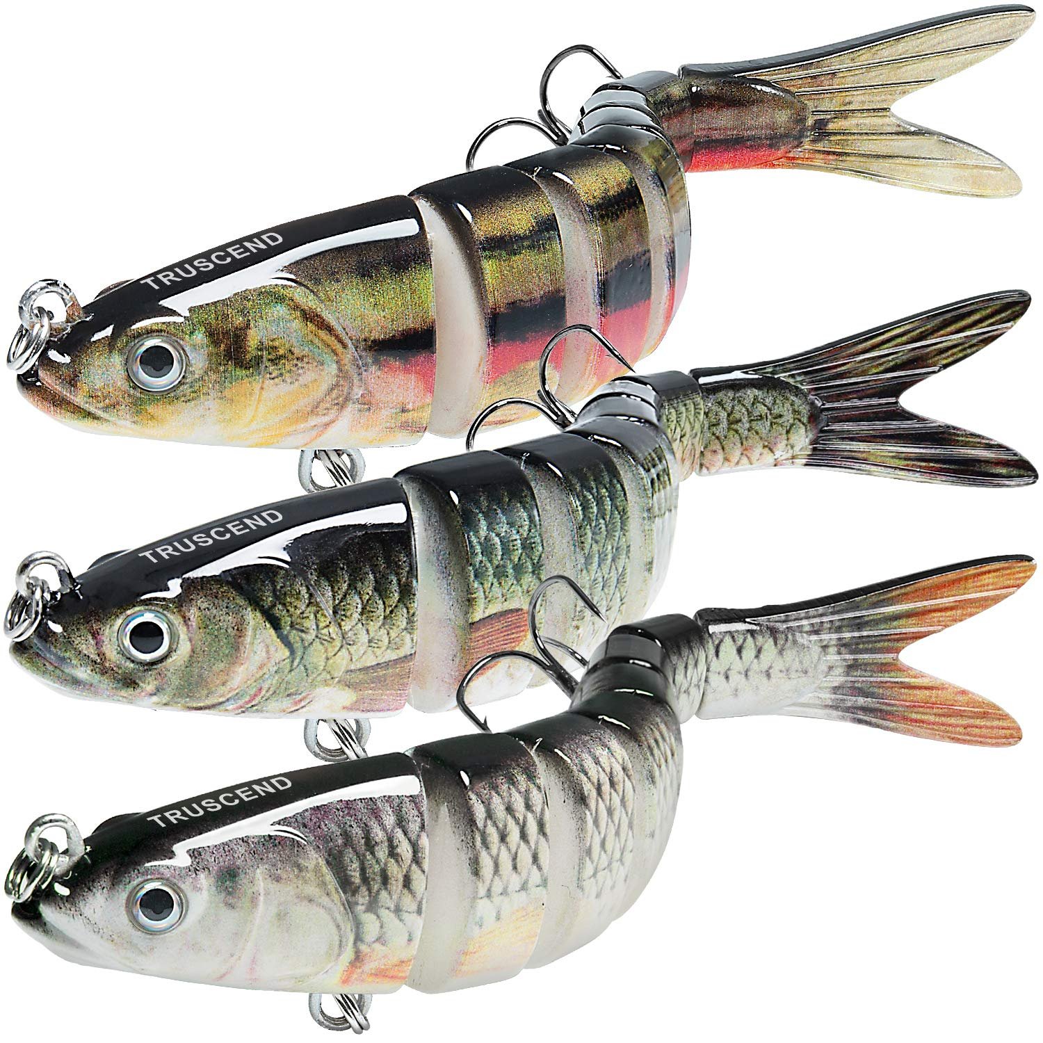 TRUSCEND Swimmax Easy Catch Fishing Lures with BKK Hooks, Wiggling, Vibrating, Rattling and Gurgling for More Bite, Heavy-Duty Dyneema Fiber Jointed Swimbaits for Bass, Trout, Walleye, Crappie, Pike